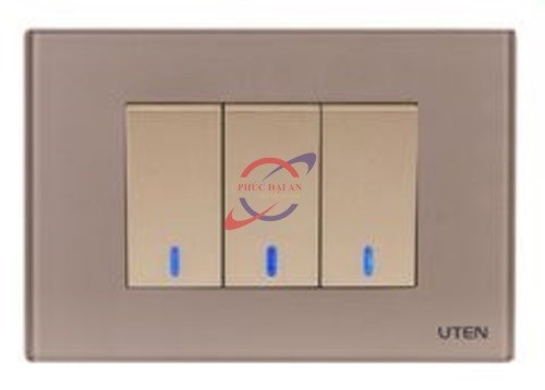 Bộ 3 công tắc Led mặt kính màu Champange - Q120E - Uten