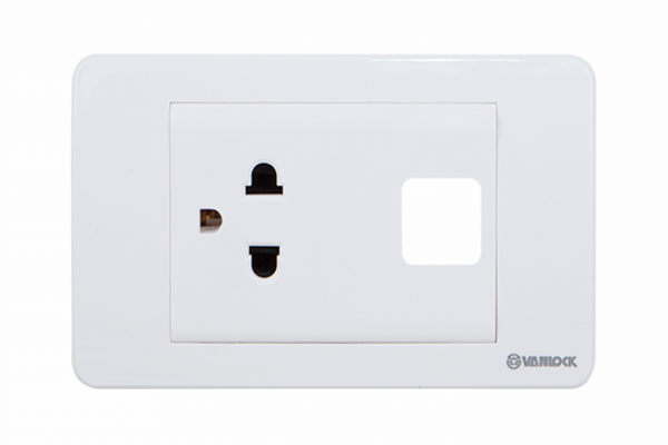 Ổ cắm đơn 3 chấu + 1 lỗ S19a sino